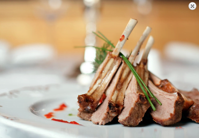 Rack of lamb with chives beautifully plated