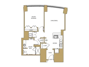 The Inverary Floor Plan One Bedroom