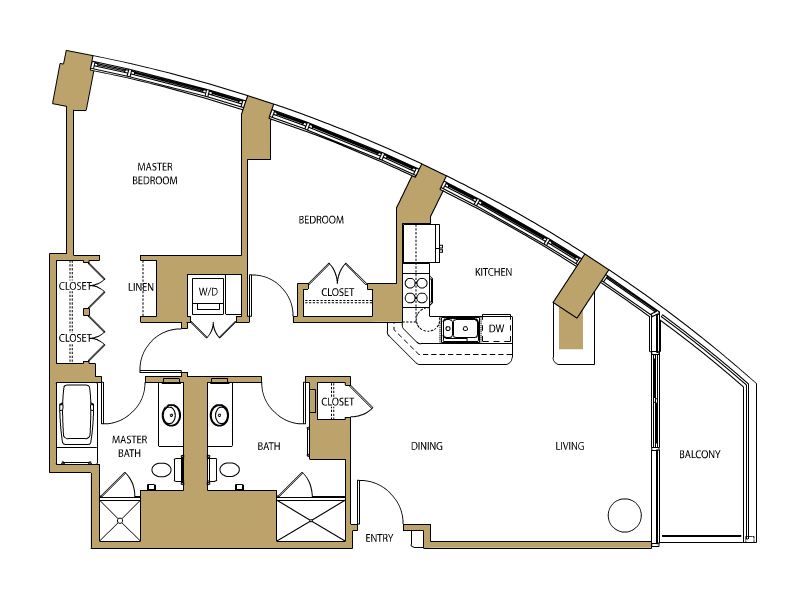 The Kensington Floor Plan Two Bedroom with Balcony