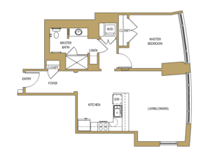 The Leeds Floor Plan One Bedroom