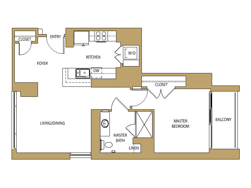 The Versailles Floor Plan One Bedroom with Balcony