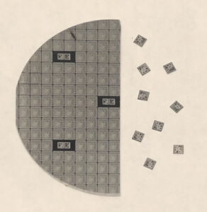 Dr. Sunil Shabde - Microchips on a silicon wafer.