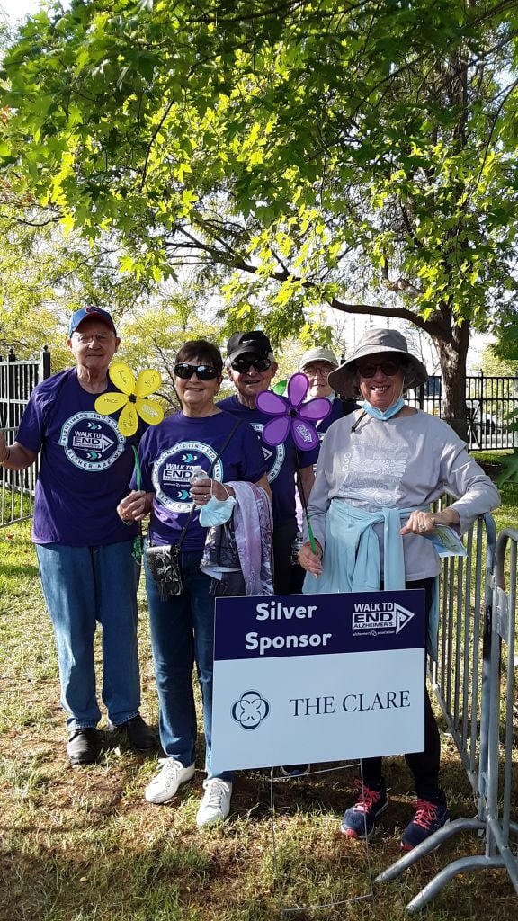 Group of volunterrs raising money for alzheimers