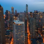 Chicago skyline at twilight