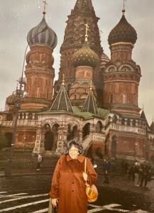 Mary pictured during a trip to Moscow, Russia while consulting on the development of the first Russian-American School of Social Work.